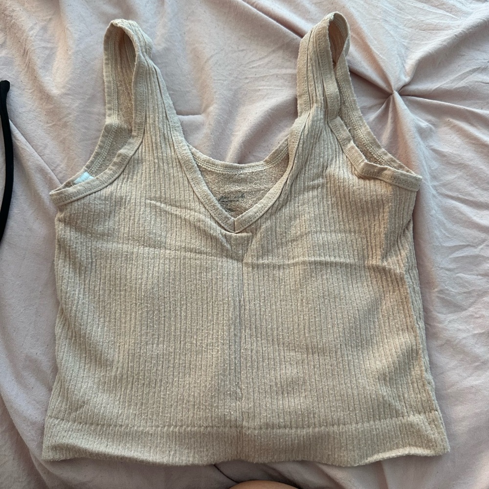 Women's Cream Ribbed Tank Top